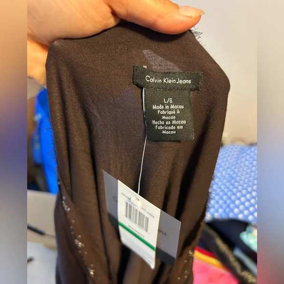 NWT Calvin Klein Jeans Brown Beaded Y2K Top - Picture 3 of 5